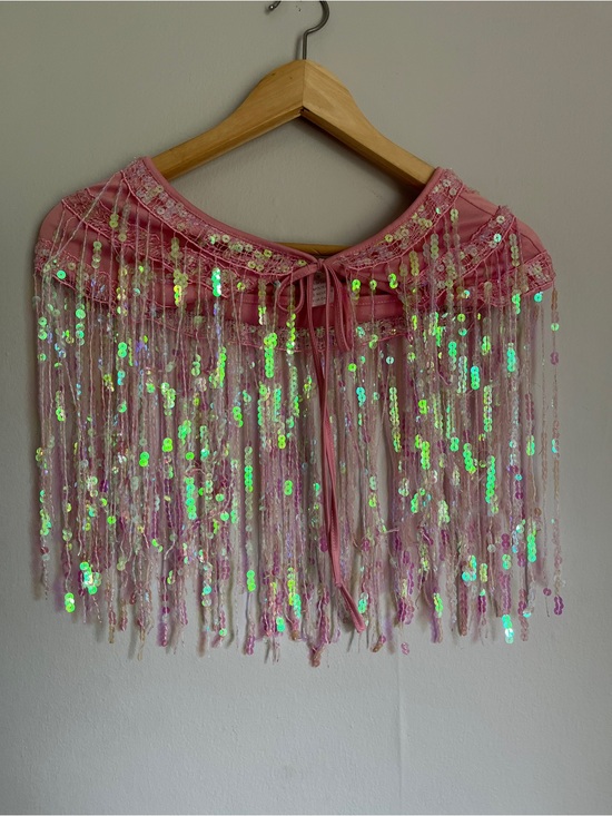 I Heart Raves Dresses & Skirts - Pink Sequin Fringe Tie Front Skirt